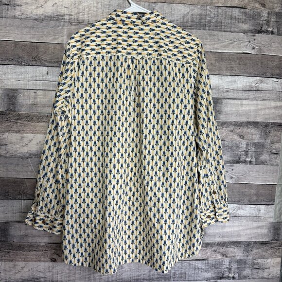 Duluth Trading Co Womens Artisan Hemp Button Tunic Size Large All Over Print - Picture 2 of 10